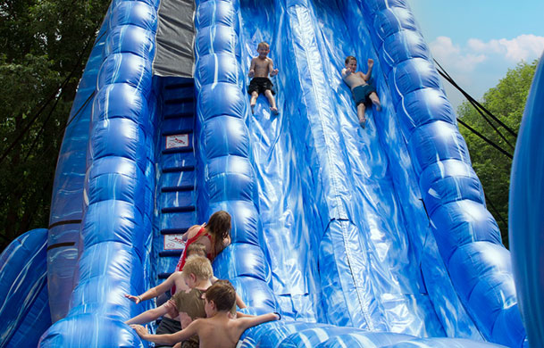 Inflatable water slides at Adventure Bound Four Winds