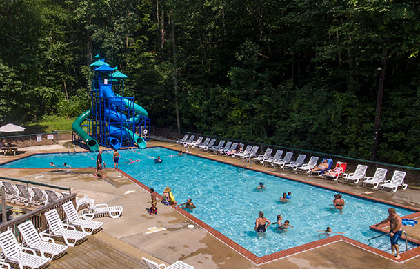 Heated swimming pool at Adventure Bound Oak Creek