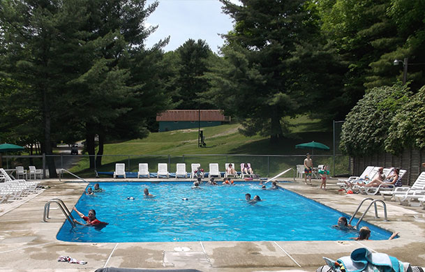 heated swimming pool at Adventure Bound Cooperstown