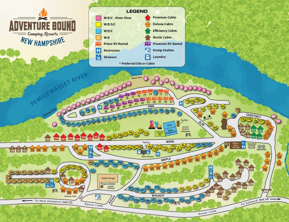 Adventure Bound New Hampshire campground map